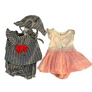 Bundle of 2 size 0-3 and 3 month dress up outfits with bloomers